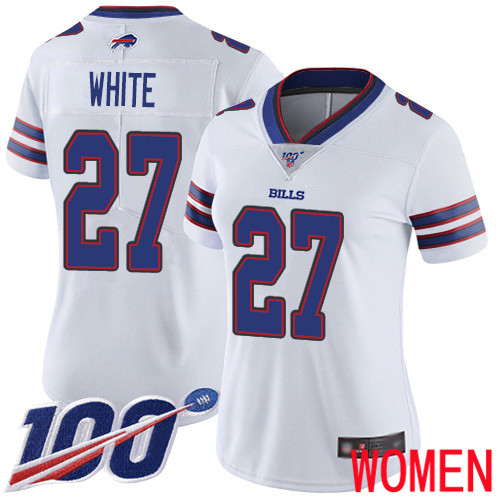 Women Buffalo Bills #27 Tre Davious White White Vapor Untouchable Limited Player 100th Season NFL Jersey->women nfl jersey->Women Jersey